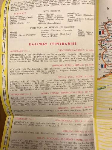 VINTAGE 1960 OLYMPICS ROMA, ITALY, TRIP THROUGH ITALY FOLD OUT MAP TOURIST BOOK - Picture 6 of 12