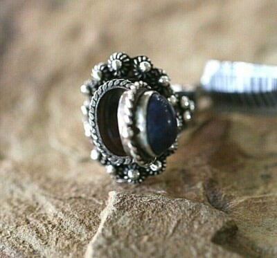 VINTAGE* Mexico Lapis Sterling Silver .925 Locket Poison/Box Ring