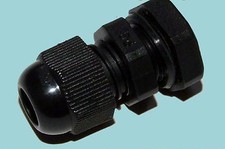 CABLE ENTRY DOME TOP GLAND x4 5-10mm NYLON M16. IP68 NEOPRENE SEAL BLACK solar