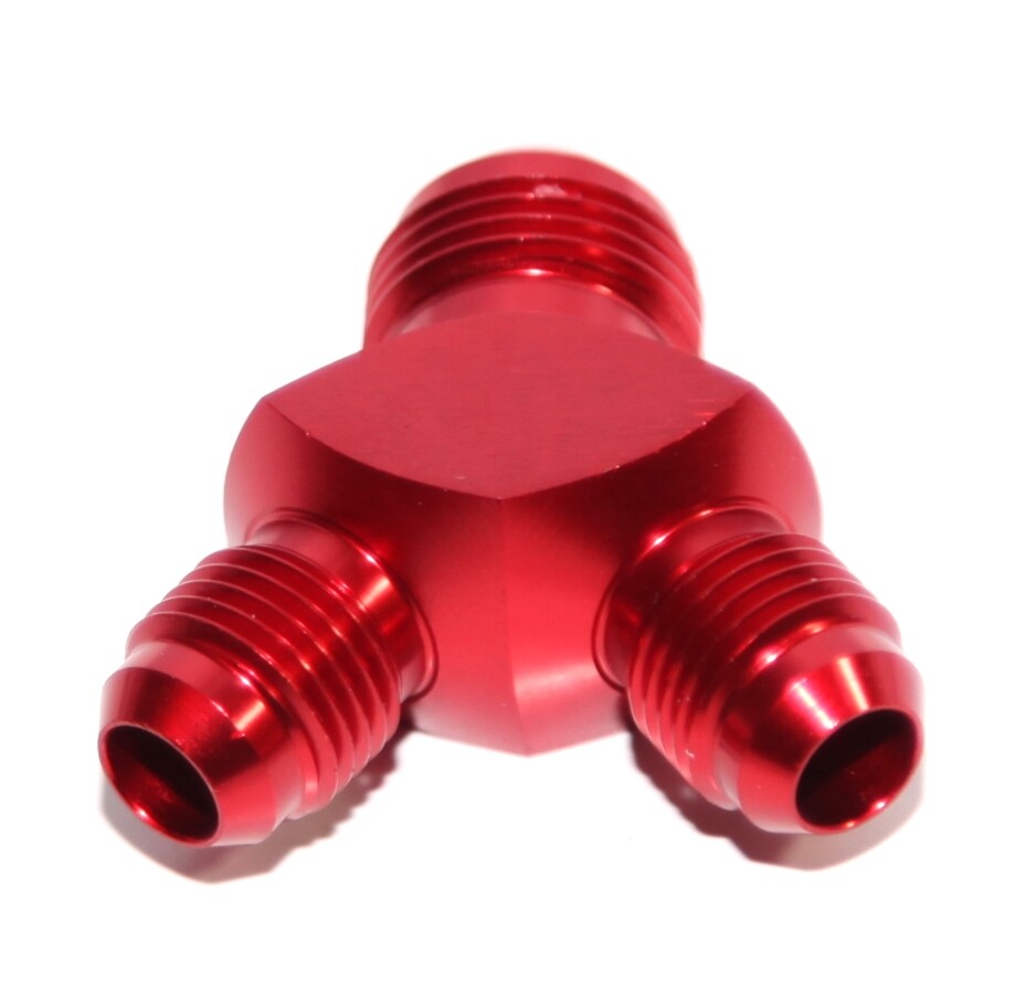 AN8 To AN6 2-Port Y-Block Fitting Adapter - Aluminum, Black, For