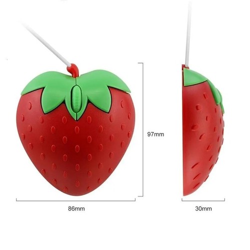 3D Mini Cute Strawberry Wired Mouse - Picture 3 of 8
