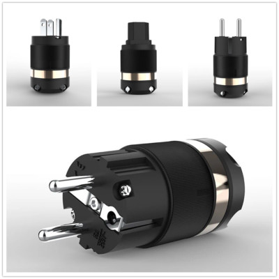 HIFI Rhodium Plated EU Schuko US Power Connector AC IEC Male/Female Power Plugs