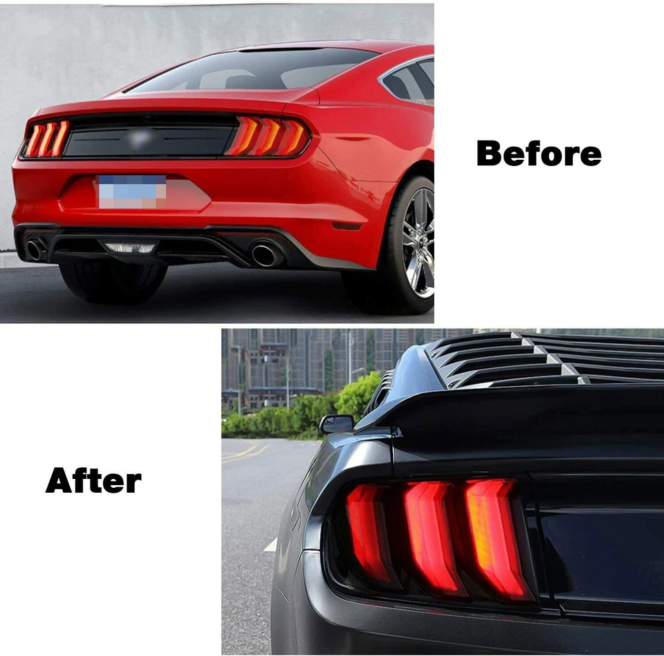 6×For Ford for Mustang 18-20  Smoke Black Rear Tail Light Lamp Cover Guard Trim - Image 3 of 4
