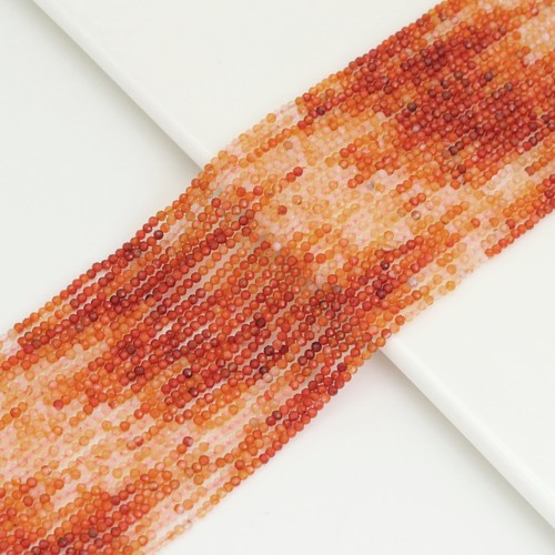 Natural Orange Agate Beads Lot for Jewelry Making, 2mm Round Faceted - Sku#U1902