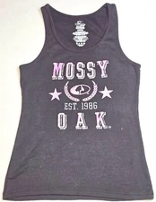 Mossy Oak Womens Graphic Tank Top L/G 12-14 Cotton Blend Black Pink