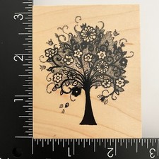 Great Impressions Whimsical Flower Tree G340 Wood Mounted Rubber Stamp