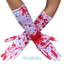 SN-D1-1Unisex Men Ladies Mid-Long Blood Splattered Stained Bloody Gloves 1 Pairs