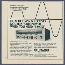 Hitachi SR2004 Class G Stereo Receiver Vintage Magazine Print Ad 1978