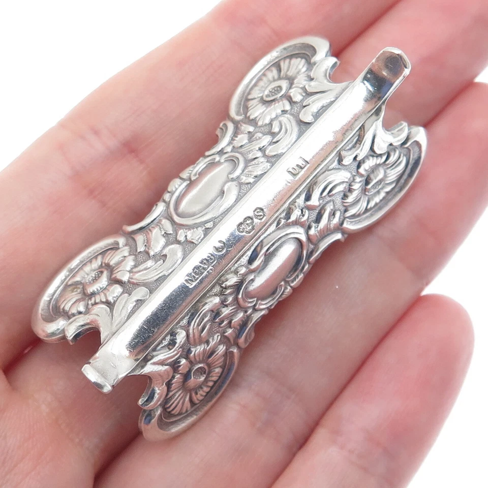 Soporte de soporte de cuchillo floral MAB Suecia 1948 antiguo de plata de ley 925 Foto 3 de 4