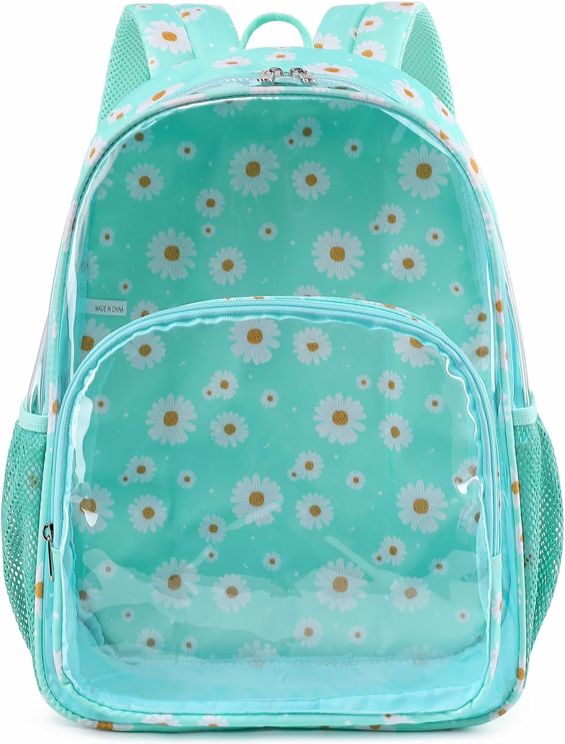 Clear Backpack Heavy Duty, Green Daisy TPU Transparent Backpack for Women Girls,