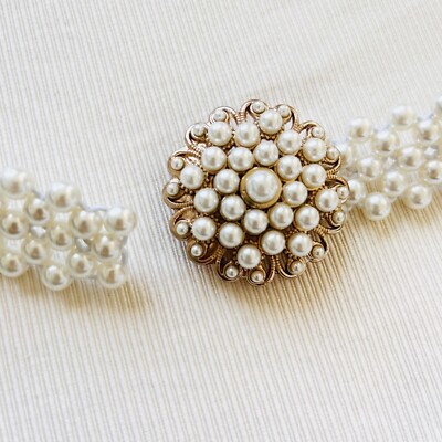 Womens Belt Heart Floral Faux Pearl Stretchy Fashion Party  display picture 2