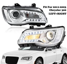 For 2011-2023 Chrysler 300 Headlights Assembly Head Lamps Chrome Housing Clear