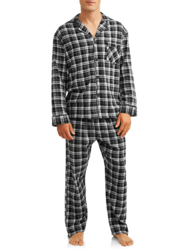  Men Hanes Woven Black Flannel Pajama Set Stretch Elastic Waist 28-30 Small - Picture 1 of 5