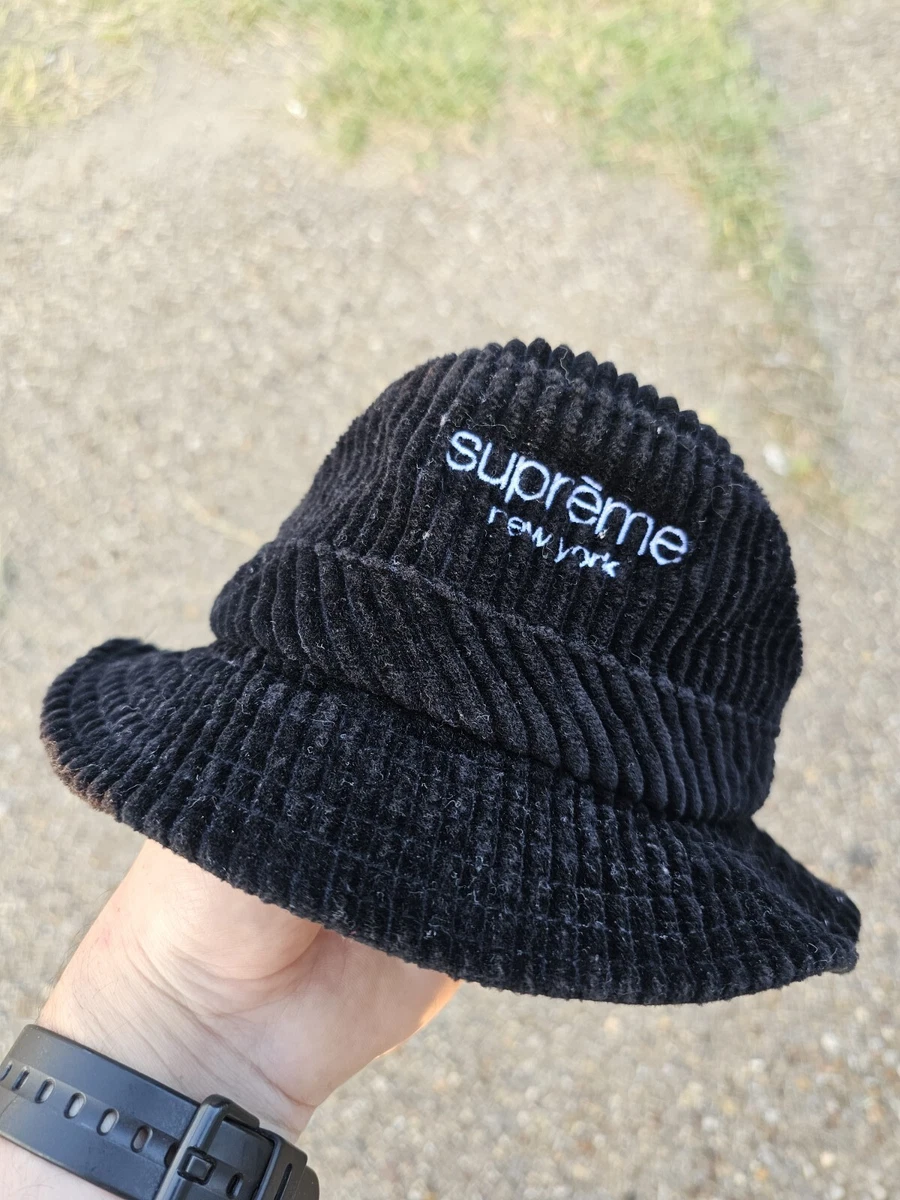 Supreme Wide Wale Corduroy Crusher Bucket Hat Black Size Small Medium