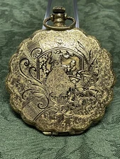 Vintage Max Factor English Garden Pocket Watch Compact Pressed Powder 2.25”