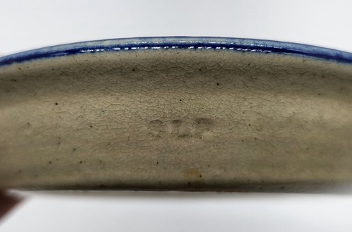 Salt Glazed Pottery Stoneware Spoon Rest Trinket Dish Marked SLP 4.5 in Crazed - Picture 2 of 13