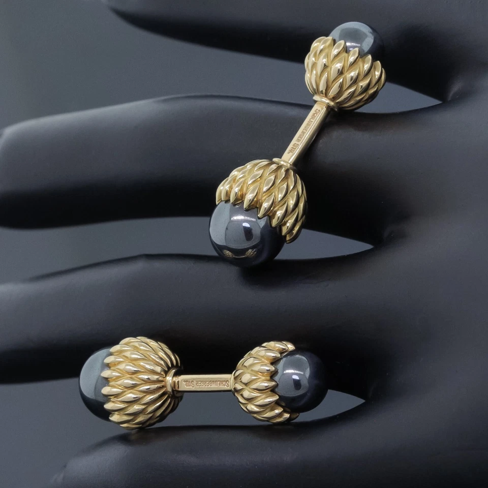 Gemelos Tiffany & Co Schlumberger hematita bellota oro amarillo 18k Foto 2 de 4