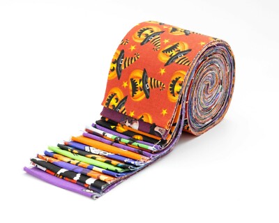 17 pc Halloween 1 Jelly Roll 2.5'' pre-cut 100% cotton fabric quilting strips