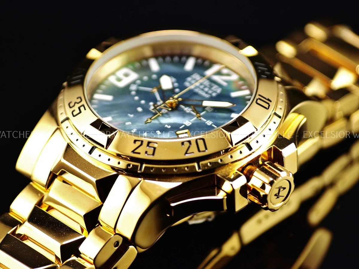 Rare Invicta 50mm Mens Excursion SWISS MADE Chronograph Gold Tone MOP SS Watch
