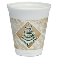 Dart Café Foam Hot/cold Cups 8oz White W/brown & Green 1000/carton 8x8g on sale Dart Café Foam Hot/cold Cups 8oz White W/brown & Green 1000/carton 8x8g on sale