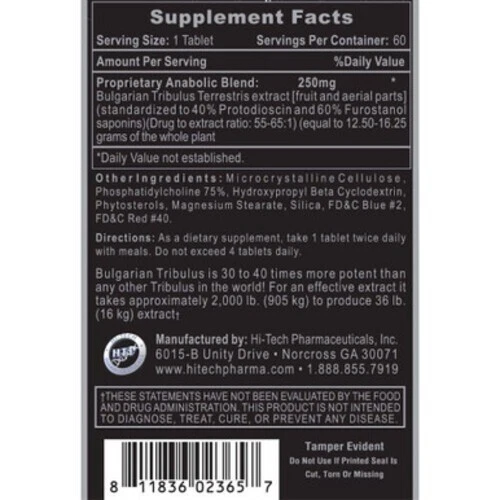Hi Tech Pharmaceuticals Tribesterone Tribulus Test Booster 60 Tabs Foto 2 de 2