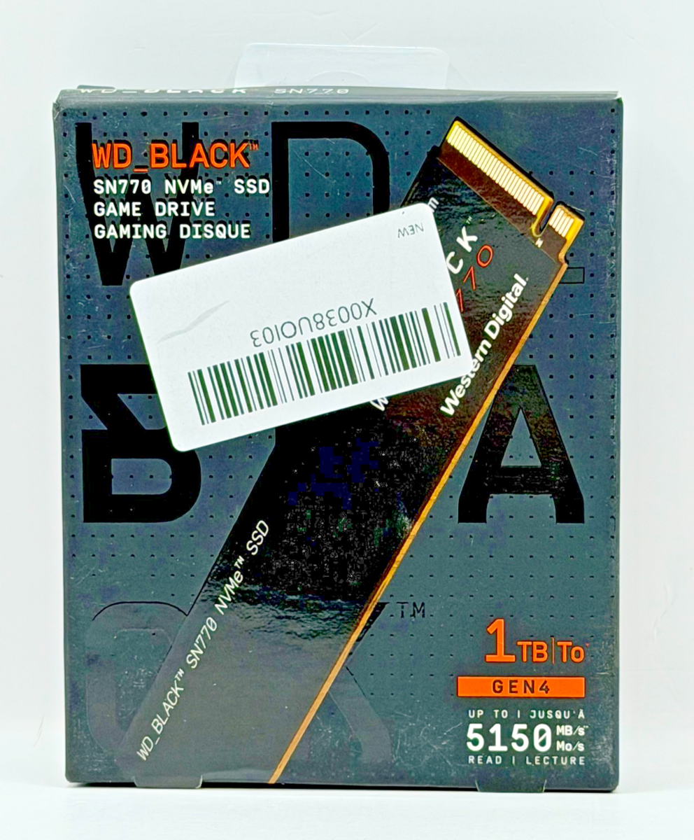 WD BLACK 1TB SN770 NVMe Gen4 PCIe M.2 2280 Up to 5150 MB/s Gaming