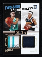 2020 Panini Noir Two-Shot Rookie Jerseys 2/99 LaMelo Ball RJ Hampton #TS-LRJ 5o8