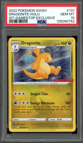 PSA 10 Gem Mint Dragonite Holo Gamestop Promo Silver Tempest 131/195 Pokemon