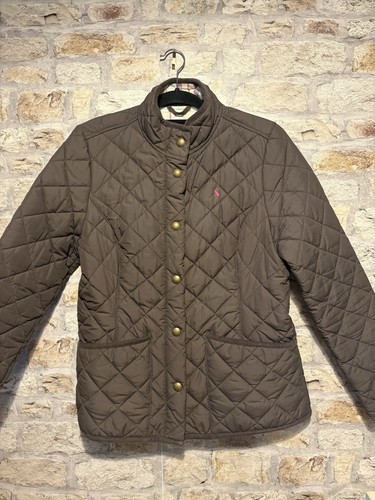 Ladies Joules Quilted Coat Jacket Size 14 Grey Padded Press Studs