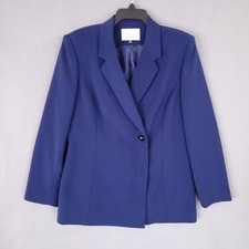 Le Suit Women's Petite Jacket Blue 10P Single Button Lined Polyester