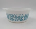 Vintage Pyrex Butterprint 474 Amish Turquoise White 1.5 Qt Casserole USA No Lid