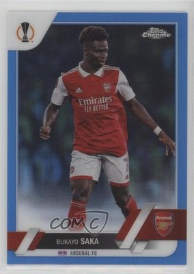 2022 Topps Chrome UEFA Club Competitions Blue Refractor 47/150 Bukayo Saka 0o5t