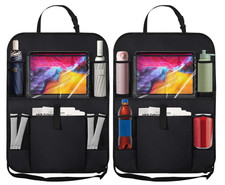 2PCS Car Backseat Organizer with Clear 10" Tablet Holder  5 Storage Pockets - S