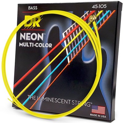 DR Strings HI-DEF NEON Bass Guitar (NMCB-45) 45-105, Multi-Color