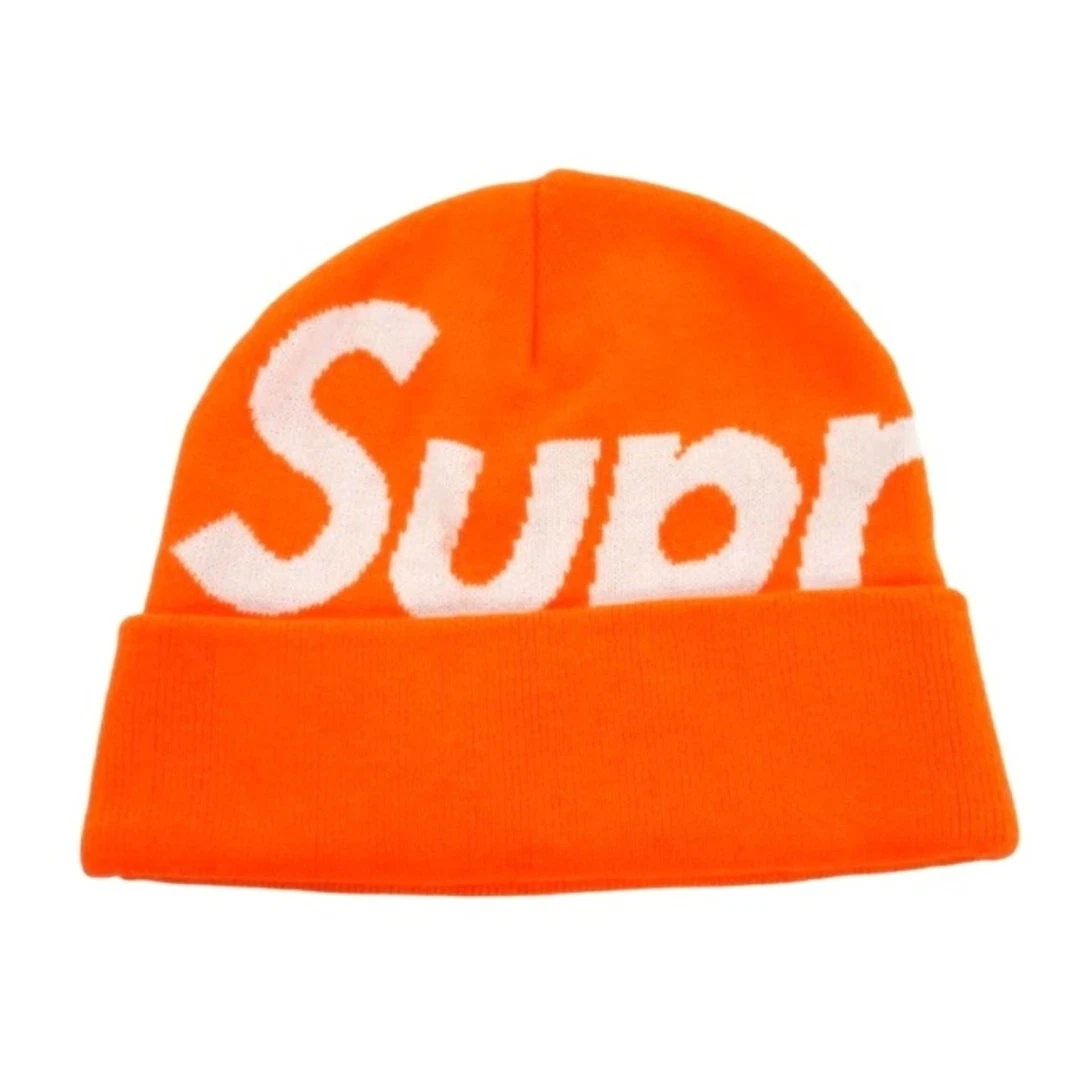 Casquette bonnet tricot Supreme 21AW grand logo cachemire mélangé orange occasion 916f2809feb