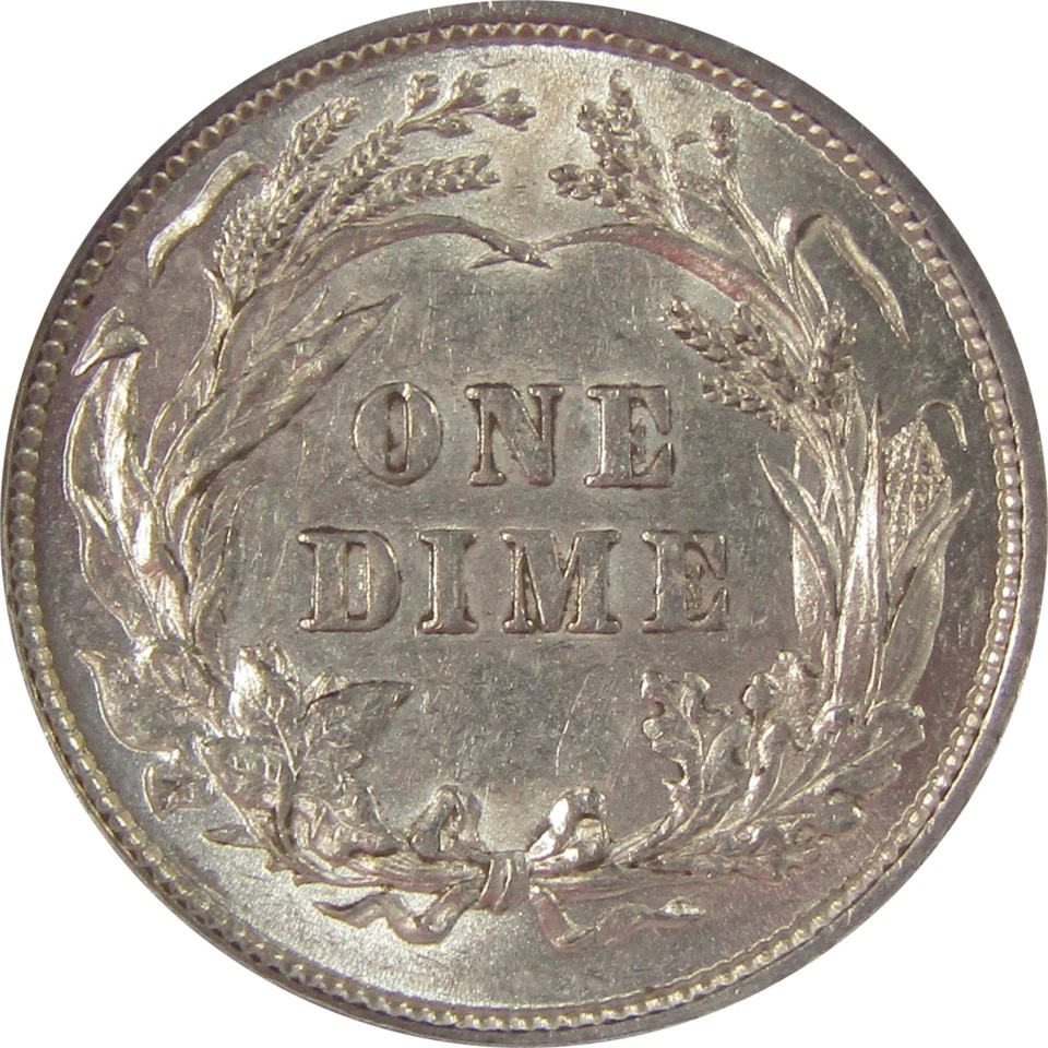 Moeda de dez centavos de barbeiro 1893 MS 60 detalhes ANACS prata não circulada SKU:I20149 - Imagem 4 de 4