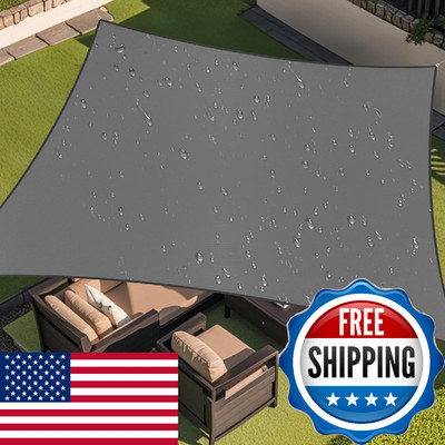 Amagenix Waterproof Sun Shade Sail 12'x16' Dark Grey Shade Canopy Curved Edge 95