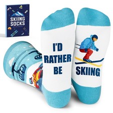 Mens Socks - Funny Skiing Socks for Men - Christmas Gift, Ski Accessories, Sk...