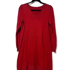 Women’s Red V-Neck Cottagecore Date Night Valentine’s Day Sweater Dress (2)