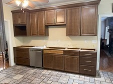 Brown Oak Wood Raised Panel Kitchen Cabinet Set Upper/Lower Wall Base 96x25x36