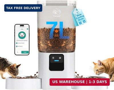 Frienhund Automatic Cat Feeder 2 Cats with Slow Feed: Dual Automatic Dog Feeder