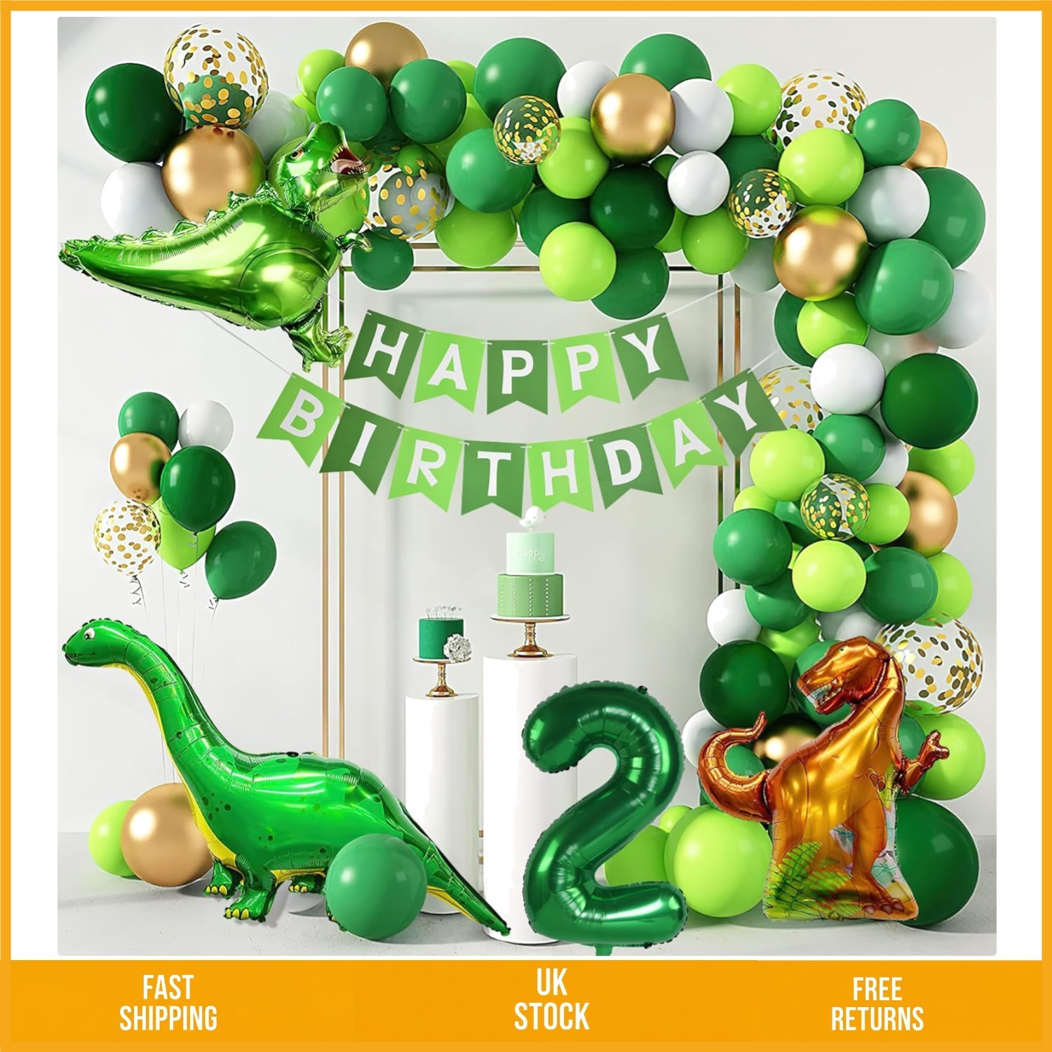 Vibrant Dinosaur Jungle Birthday Party Balloon Decoration Supply Kit 134 Pcs