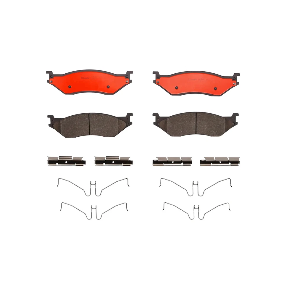 Kit conjunto de pastilhas de freio dianteiras ou traseiras de cerâmica Brembo P11037N para 2005-16 F-450 F-550 - Imagem 3 de 4