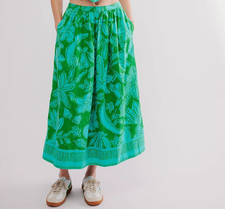 Free People Copa Cabana Skirt S 6 Women's Casual Printed Green Midi NEW 44903
