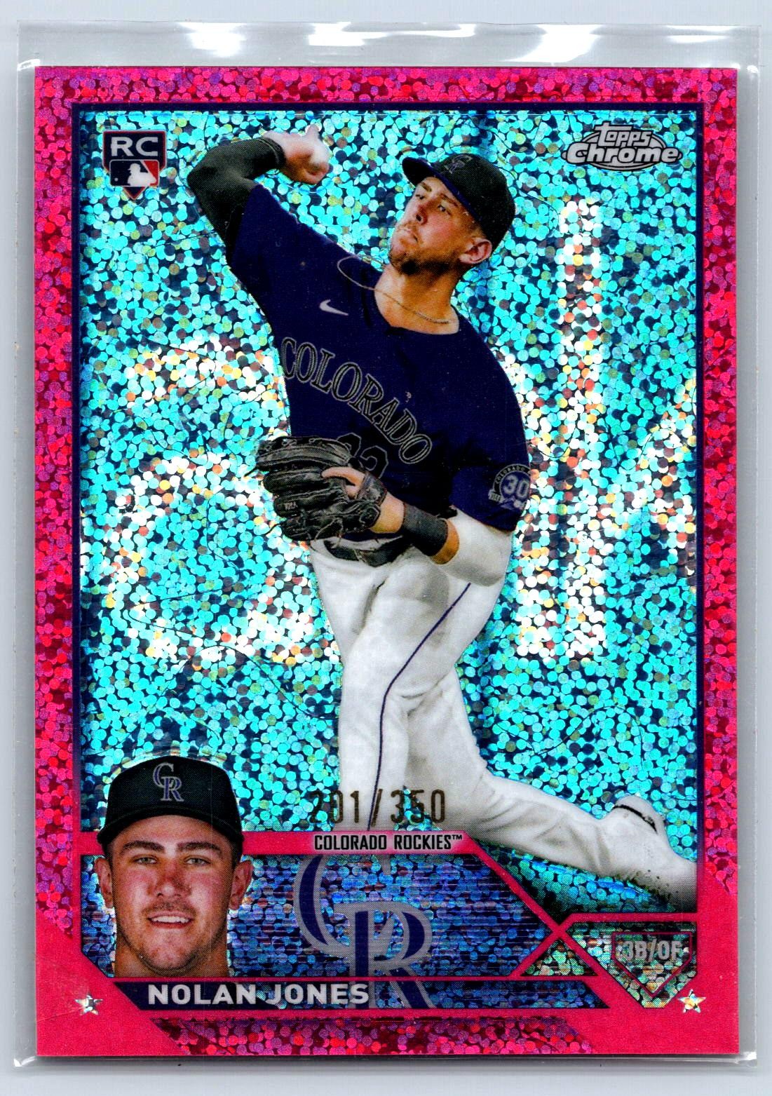 2023 Topps Chrome Magenta Speckle Refractors #43 Nolan Jones RC Rockies /350