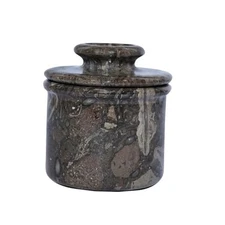 Butter Crock with Lid: 4" Gray Marble Handmade Butter 4 Inch Oceanic Marble