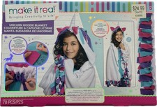 Make it Real Unicorn Hoodie Blanket Craft Kit - Easy Knot-Together Design