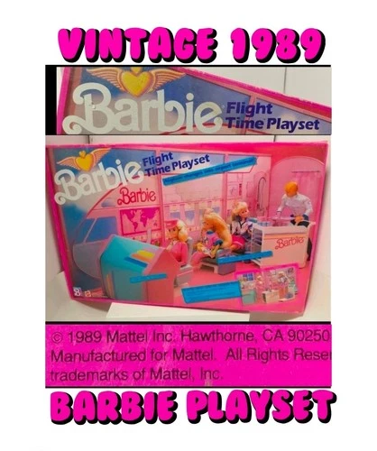 VINTAGE RARE MATTEL 1989 BARBIE FLIGHT TIME PLAYSET ORIGINAL BOX 95% COMPLETE
