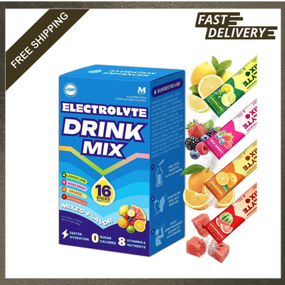 Electrolyte Powder Packets High Sodium Sugar Free 16 Stick Pack Hydration Drink