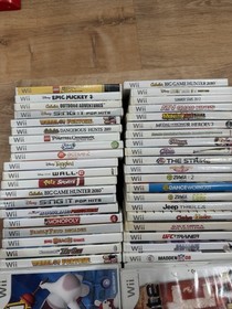 Lot of 5 Wii Game Consoles Only RVL-001 W/ 130 Games Parts/Repair As Is